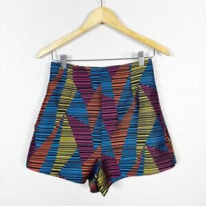 BCBGMAXAZRIA Womens Geometric Print High Rise Shorts Size 2